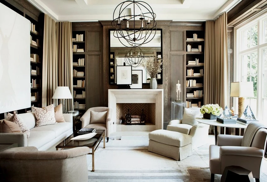 Wallpaper installer carefully aligning a pattern in Los Angeles